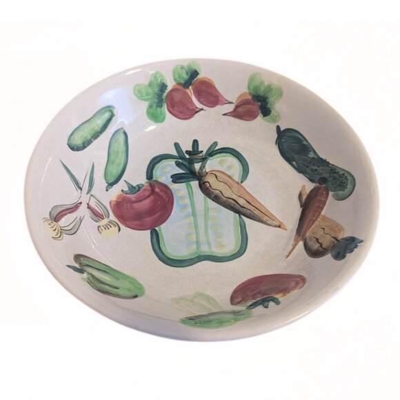 Vintage Hand Painted Ceramic Salad Serving Platter Veggie Relief Japan 11.5" - Picture 1 of 8